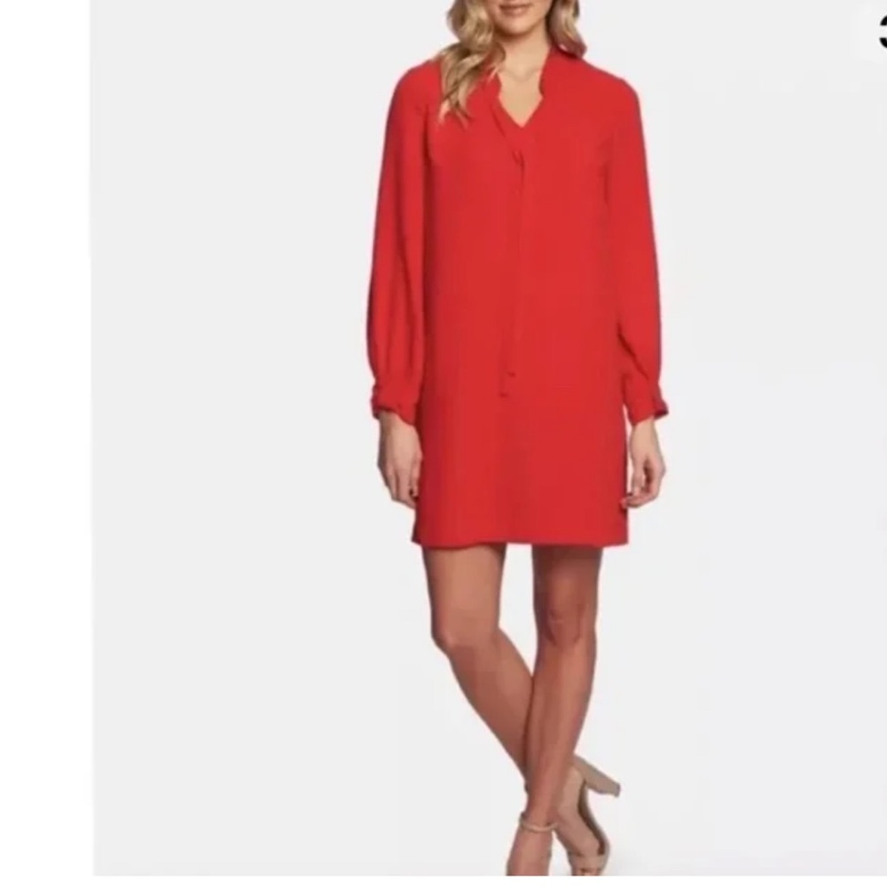 Cece Elegant Red Long-Sleeve Dress size 8 holiday
